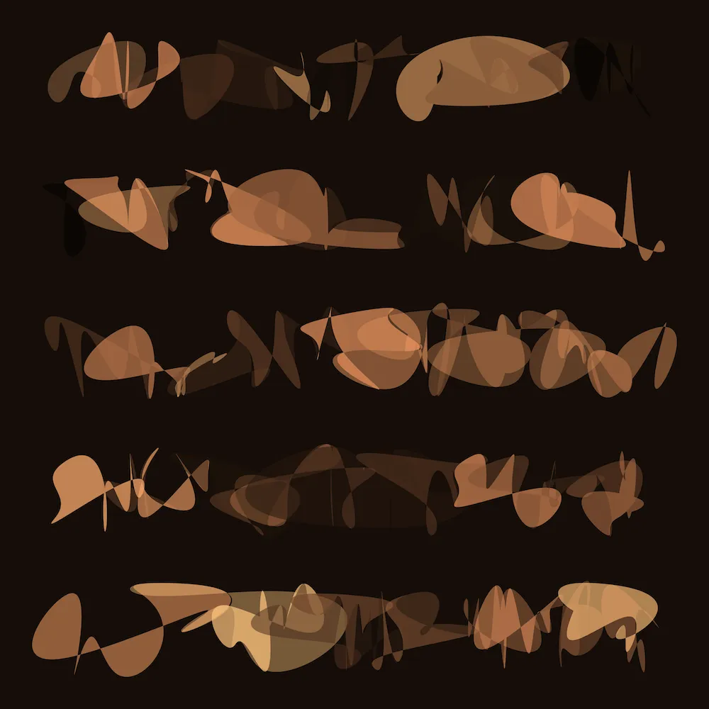 VXRIUSGD, generative drawing, copper colorway, Alu-dibond print under acrylic, 16" × 16"