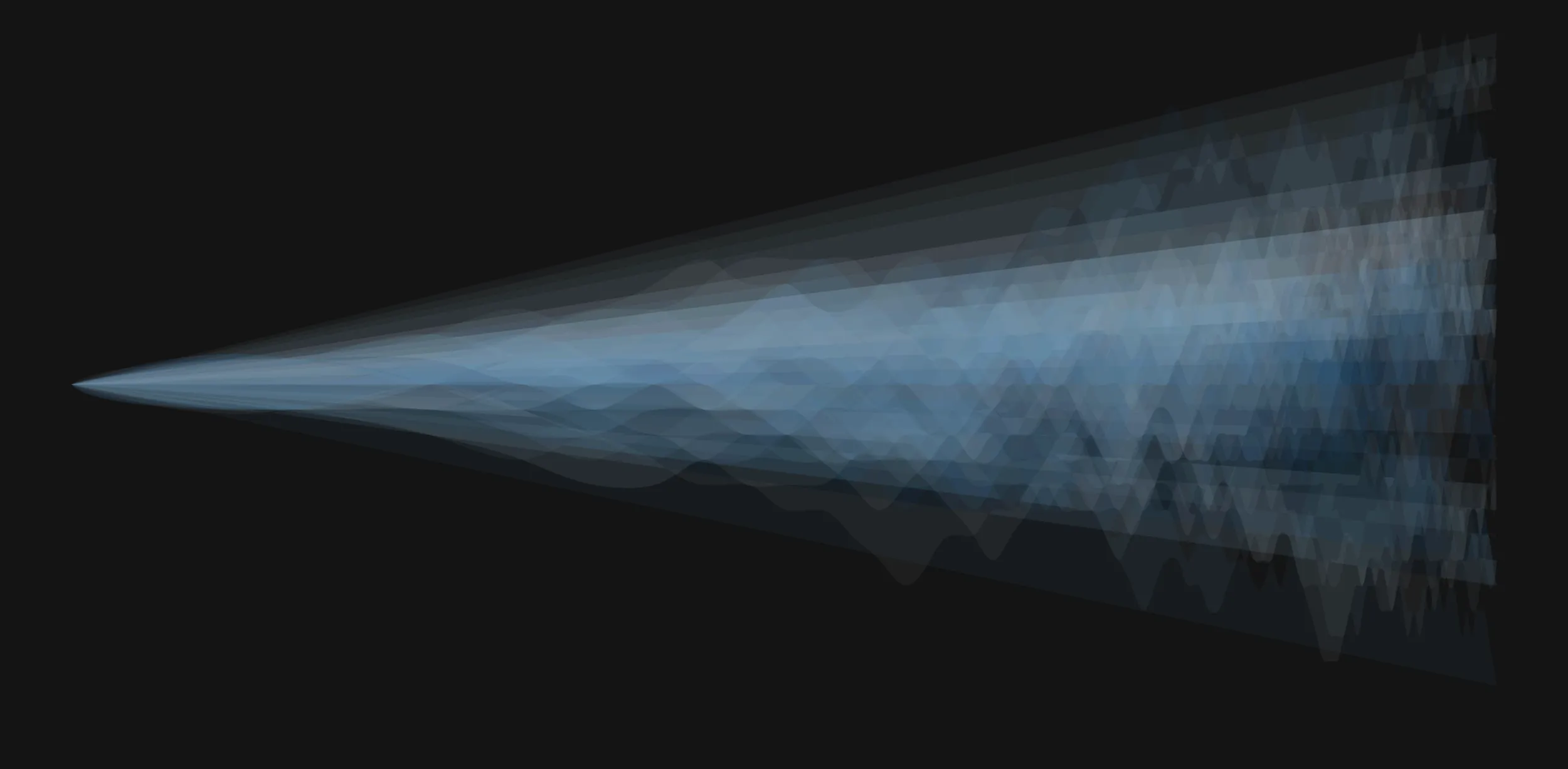 BJAUSLX, generative drawing, gist_gray colorway, Print on metallic paper with Alu-dibond backing under acrylic, 20" × 40"